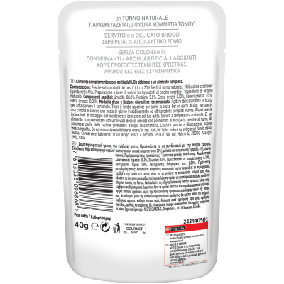 Alimento complementare Gourmet Soup Tonno e Gamberetti 40 g per gatti adulti Alimento complementare Gourmet Soup Tonno e Gamberetti 40 g per gatti adulti